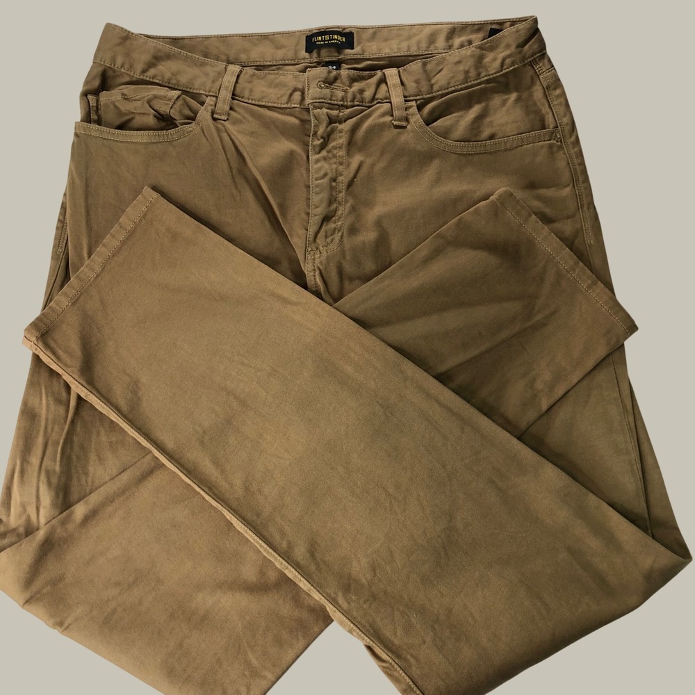 Flint and Tinder 365 Pant Mens 34x33 34x34 Chino Cotton Huckberry Tan Office